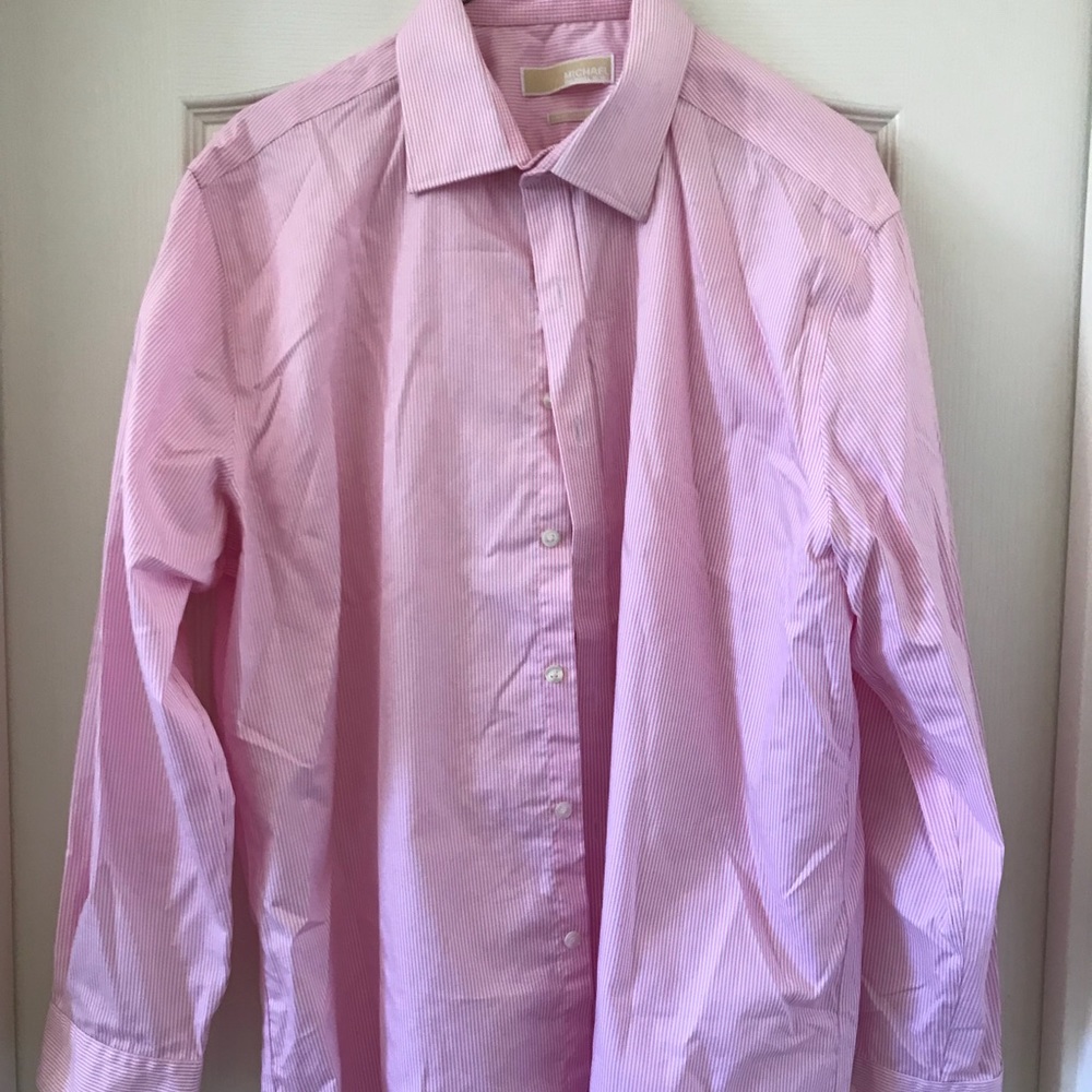 Michael Kors pink striped long sleeve dress shirt